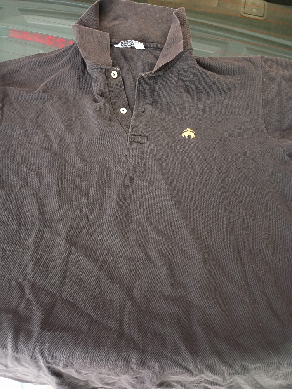 Brooks Brothers Black Polo with Small Gold Crest